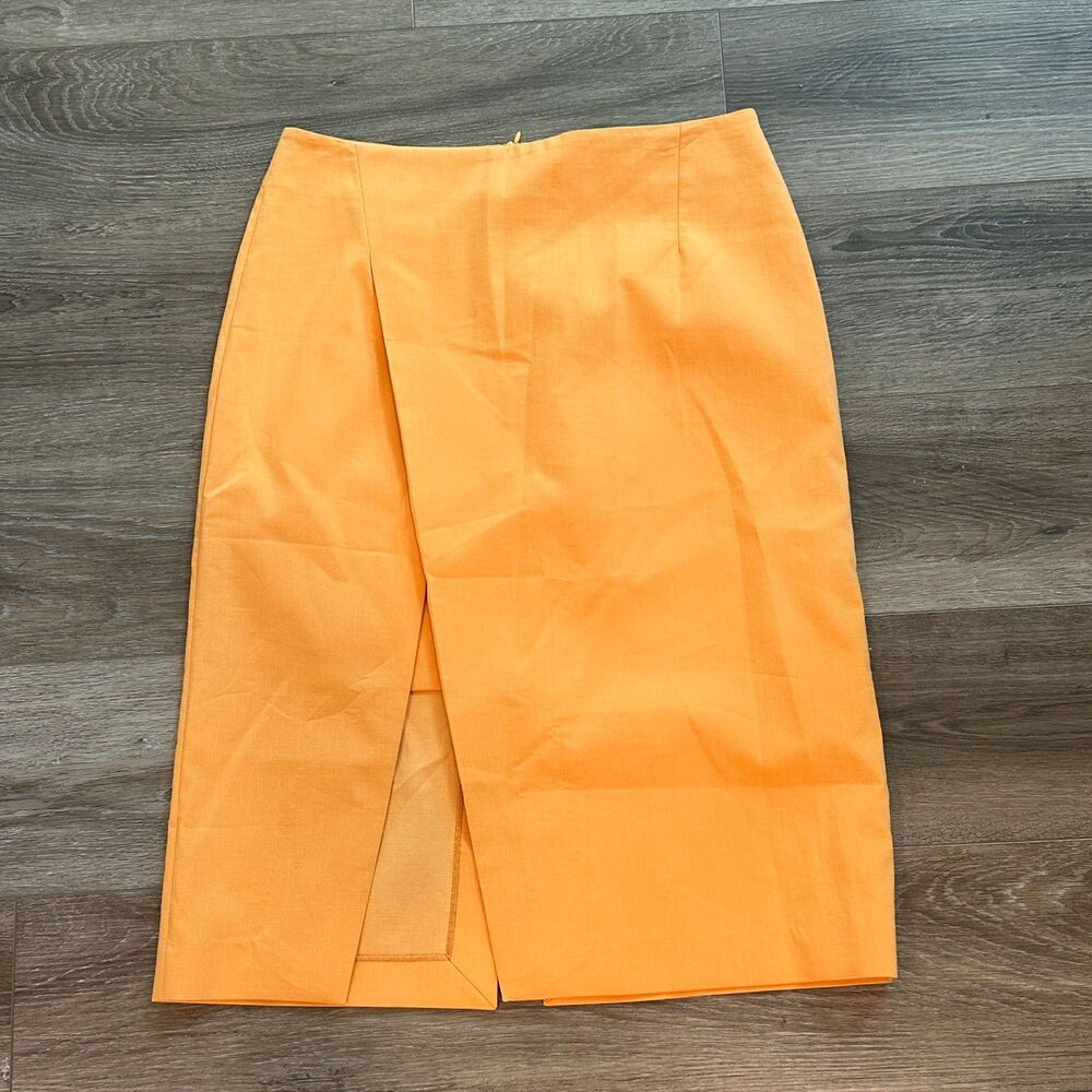NWT Maje Orange Front Slit Midi Skirt Size 42